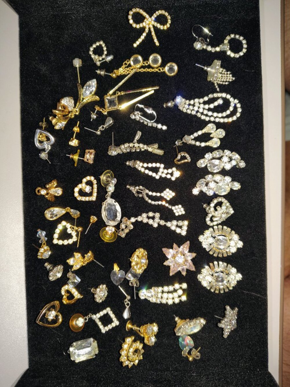 Vintage Rhinestone Single Earrings Craft Lot – Broken/No Mates – DIY Repurpose